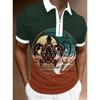 Polo informal de manga corta para hombre, estampado digital 3D, con cremallera, novedad de verano 2024