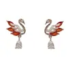 Brincos de Cisne e Gota d'Água com Zircônias Completas, Moda Exquisita Coreana e Japonesa, Versáteis, Elegantes, Luxo Leve, Design Simples e Único para Mulheres