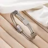 Pulsera Retorcida Grabada con Láser Transfronteriza para Hombre, Pulsera Ajustable de Acero de Titanio, Pulsera Personalizada de Acero Inoxidable de Lujo Ligero