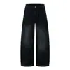Ropa de Hombre Shanggu Transfronteriza Sudeste Asiático Hombres Pantalones Vaqueros Patchwork Desestructurados de Cintura Media con Abertura Jeans Corte Curvo