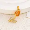 Colgante de Tulipan con Piedra Ojo de Gato para Mujer, Diseño de Nicho, Versátil y de Gama Alta, Accesorios para Joyería DIY que No se Desvanecen