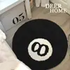 Alfombra Redonda Afelpada con Borlas, Expresión Linda en Blanco y Negro, Antideslizante y Resistente a las Manchas, Manta para Mesita de Noche de Dormitorio, Manta Frontal para Espejo, Felpudo