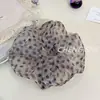 Scrunchie de Organza com Bolinhas Grandes Estilo Coreano para Mulheres, Elástico de Cabelo Fofo de Alta Qualidade Que Adiciona Volume, Acessório de Cabelo Moderno