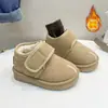 Botas de nieve forradas de felpa para bebé, invierno, talla pequeña, velcro, fáciles de poner y quitar, forro de felpa engrosado, antideslizantes, cálidos, zapatos de algodón