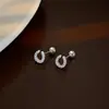 Aretes de Herradura de la Suerte de Plata Pura S999 para Mujer, Circonita Microincrustada, Lujo Ligero, Sensación de Alta Gama, Aretes Pequeños, Regalo para Novia