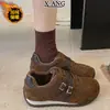 Zapatos de Entrenamiento Alemanes Estilo Retro Piel Genuina Zapatos de Mujer Zapatos de Algodón Cálido con Terciopelo Nuevo Estilo 2026 Otoño Invierno Zapatos Deportivos Casuales