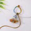 8cm Nudo de Diamante Colorido Borla Corta Estilo Antiguo Hanfu Accesorio Colgante DIY Hecho a Mano Tejido Bolsita Colgante de Abanico