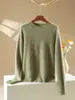 Suéter de malha redondo sem costura escovado para mulheres, macio e quente, emagrecedor e valorizador, adequado para outono e inverno como uma blusa de gola redonda para usar por baixo