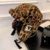 Sombrero de Peluche con Estampado de Leopardo Retro para Mujer en Otoño e Invierno, Sombrero Grande Cálido para Ciclismo, Gorro de Vuelo Engrosado a Prueba de Frío para Hombre