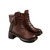 Botas Martin para mujer súper populares de comercio exterior transfronterizo, botines cortos de estilo británico para otoño con suela gruesa, botas de cuero retro de tacón grueso versátiles y de moda