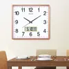 Reloj de Pared Grande Silencioso Estilo Nórdico Cuadrado con Calendario Reloj de Cuarzo Esfera Creativa Minimalista Moderno de Moda Reloj para el Hogar