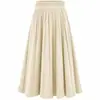 Saia Plissada de Tricô de Cintura Alta para Outono e Inverno para Mulheres Fio Core-spun Transfronteiriço Caimento Linha A Bainha Larga Vestido Estilo Casual Saia Evasê