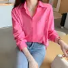 Foto Real de Roupas Femininas para Comércio Exterior: Estilo Coreano Outono Nova Roupa Feminina, Camisa Básica de Chiffon Cor Sólida, Camisa Cardigan, Camada Base
