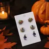 El juego de pendientes más vendido con elementos peculiares de cabeza de calabaza y murciélago fantasma, pendientes de Halloween de dibujos animados de nicho personalizados transfronterizos