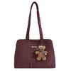 Bolsa de Lona a Cuadros Retro Gran Capacidad para Viajar al Trabajo de un Solo Hombro de Mano Bolsa Casual Simple de Compras Bolsa para Estudiantes Mujeres