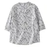 Nova Camisa Estampada Retrô, Camisa de Verão Estilo Floresta Artística Estilo Chinês com Gola Alta, Blusa de Verão Feminina