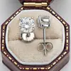 Brincos de Tarraxa Clássicos de Moissanita com Quatro Garras para Mulheres, Modernos em Prata Esterlina S925 Banhados a Ouro 18K, Design Geométrico