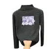 Estilo Otoño e Invierno Moda para Bebés Elegante Camiseta de Forro Polar para Niñas de Tamaño Mediano a Grande Cuello Medio Alto Manga Larga Top Rayado