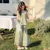 Conjunto de encaje verde para niñas de verano 2026 Nuevo estilo para niños mayores, Moda casual, Ligero, Cómodo, Moderno