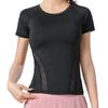 Liquidación Especial Secado Rápido Cuello Redondo Manga Corta Tops Deportivos de Fitness para Correr para Mujer Camiseta Elástica Ajustada Ropa de Yoga de Malla
