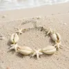 Xiyin Bestseller Transfronterizo Estilo Marino Pulsera Tejida a Mano de Estrella de Mar y Concha Pulsera Simple Ajustable Venta al por Mayor
