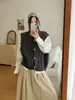 Chaleco de Punto Bordado Tridimensional de Alta Resistencia Vintage, Chaqueta sin Mangas Oversize, Ropa en Capas Estilo Mori, Chaleco de Cuello Redondo Estilo Japonés, Corte Holgado y Relajado