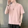 Camiseta corta de manga corta de moda estilo coreano para hombre, top de algodón puro, nuevo modelo de verano, blanco, a la moda, casual, elegante, top deportivo
