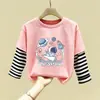 Camiseta Interior de Manga Larga para Niños, Nuevo Estilo Primavera y Otoño, Camiseta Interior de Algodón Puro para Niños, Atuendo de Primavera con Estampado de Dibujos Animados, Camiseta de Capa Interior