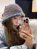 Nuevos Gorros de Punto Coreanos Coloridos para Mujer de Otoño e Invierno, Gorros sin Visera con Bloques de Color que Hacen que la Cara Parezca Más Pequeña, Gorros de Punto Cálidos y Protectores para los Oídos