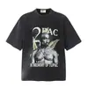 26 Marca Europea y Americana de Tendencia Transfronteriza Colaboración Travis Scott Camiseta de Manga Corta Lavada Vintage Unisex High Street Manga Media