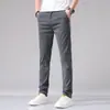 Calça Casual de Tencel Masculina Verão Fina Solta Reta Respirável Calça de Seda Gelada Cintura Elástica Slim Fit Mais Fácil de Combinar Calça