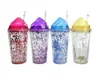 350ML/450ML Fábrica de Guangzhou Direto Camada Dupla Sorvete Sorvete Tampa Copo com Canudo, Copo com Canudo Ecológico