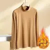 Liquidación otoño e invierno forro polar cuello alto medio camiseta base para hombre De terciopelo terciopelo de doble cara cálida camiseta de manga larga top interior para hombre
