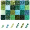 Caja de Set Combinado de Cuentas de Vidrio Semilla y Tubulares Multicolores de Venta Caliente Transfronteriza, Colgantes para Pendientes de Cadena Accesorios para Joyería DIY Venta al por Mayor
