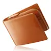 Cartera Estilo Japonés Capa Superior Piel de Vaca Cartera con Múltiples Ranuras para Tarjetas, Cartera Antirrobo de Piel Genuina, Cremallera Personalizada Ranura para Monedas Cartera para Hombre