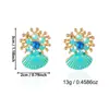 Pendientes de Estilo Vacacional Nuevo Océano Transfronterizos Europeos y Americanos con Forma de Estrella de Mar, Perlas, Goteo de Aceite y Tachuelas de Diamantes Pendientes Bohemios Exquisitos