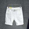 Calças curtas de verão masculinas estilo coreano, de alta qualidade, casuais, para todos os tipos de uso, shorts jeans, slim fit, calças elásticas, brancas, da moda