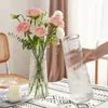 Vaso de Vidro Minimalista Nórdico Atacado Ornamento para Decoração de Casa Flores Secas Estilo Luxo Leve Padrão de Árvore Transparente Vaso Pintado em Dourado