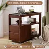 Gabinete Lateral de Sofá de Madera Maciza, Mesa Lateral de Pizarra, Mesita de Noche para Dormitorio, Mesa de Esquina para Sala de Estar de Apartamento Pequeño, Mesa Lateral Estrecha Móvil