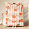 Manta Polar de Franela con Estampado de Calabaza Hoja de Arce Acción de Gracias Otoñal Festival de la Cosecha Calabaza de Dibujos Animados Manta para Siesta Personalizada