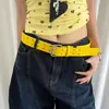 Cinturón Rosa Ancho de Doble Hebilla Estilo Dulce y Fresco Y2K para Mujer, Cinturón Decorativo Personalizado Inspirado en Diseñador para Combinar con Jeans, Moderno