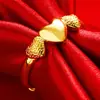 Anillo de Corazón Duro Dorado 3D Imitación Venta al por Mayor Estilo Coreano Moda para Mujer Anillo Chapado en Oro Arena Dorada Europea Joyería de Boda
