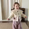 Conjunto de Roupas Infantis para Meninas, Casaco de Inverno, Estiloso e Acolchoado, Roupas Infantis Quentes, Jaqueta e Calça de Algodão para Bebê
