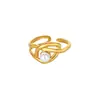 Estilo Ins Nuevo Anillo Serie Perla Imitación Acero Inoxidable Anillo Forma de Corazón Nicho para Mujer Acero de Titanio Lujo Accesible Joyería de Mano Al por Mayor