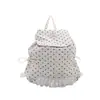 Mochila Nueva para Niños con Adorno de Encaje Dulce, Mochila con Cierre de Cordón de Lunares y Solapa Superior para Niños y Niñas, Mochila Escolar de Moda para Estudiantes de Primaria