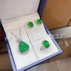 Conjunto de Calcedônia de Gelo Incrustada Banhado a Prata Calcedônia Natural Pingente Brincos Pulseira Brincos Jade Conjunto de Presente de Três Peças