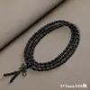 Pulsera de sándalo de ébano y bambú, pulsera de rosario de 108 cuentas, pulsera de cuentas de varios círculos para mujer, joyería de sándalo con texto
