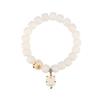 Pulsera de jade blanco natural con garra de carbón y frijol de leche de gato de una sola lectura, con raíz de Bodhi, envuelta en color tostado, suave, para niñas