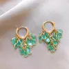 Pendientes de Borla de Cristal Verde Manbo Menta Pendientes de Amor Verde Esmeralda para Mujer Pendientes Ligeros de Lujo Elegantes