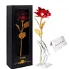 Caja de regalo con ventana para el Día de San Valentín, caja de regalo con papel de aluminio dorado y oro rosa, rosa con base, rosa dorado, rosa hecho a mano